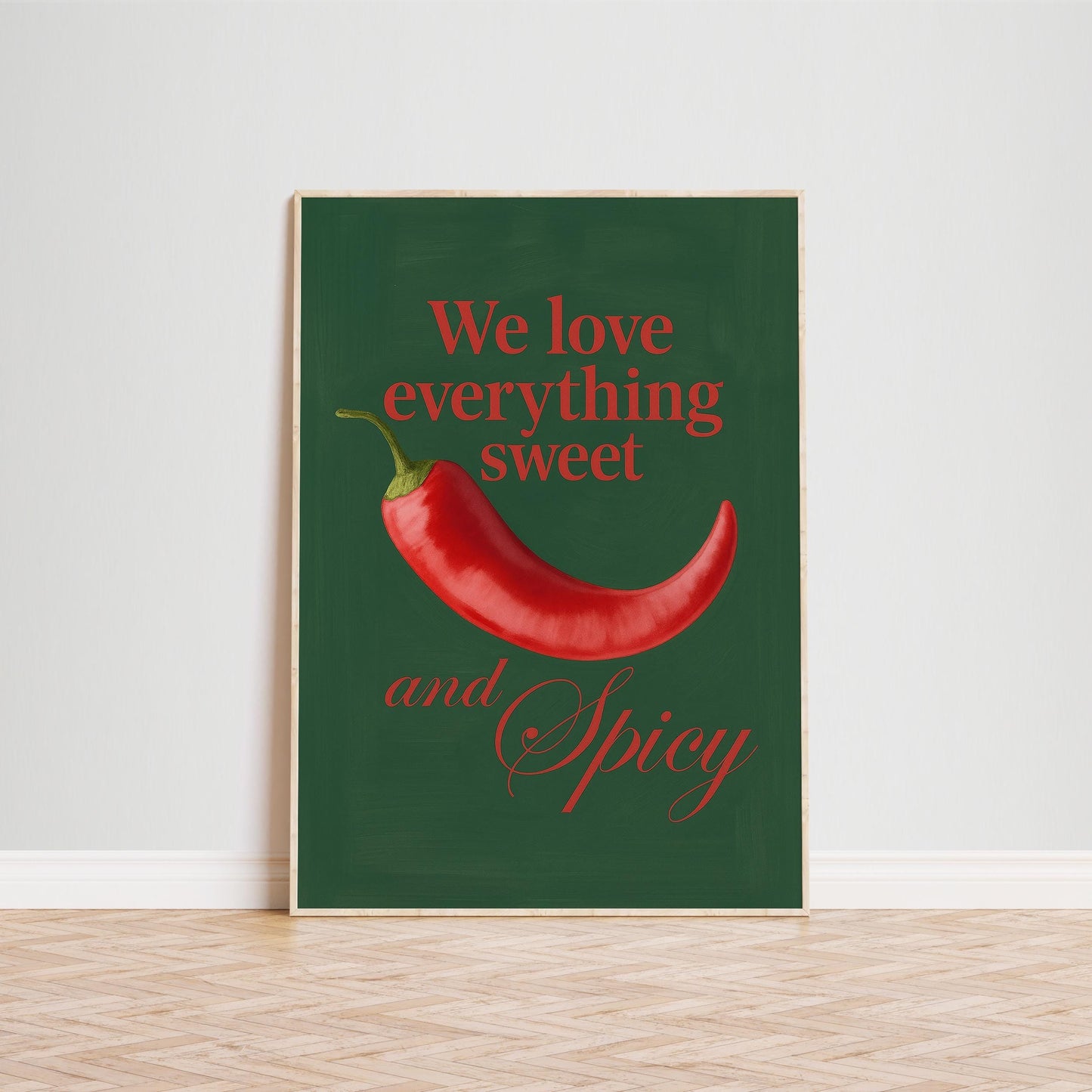 Retro Kitchen Poster – Vintage Kitchen Art With Sweet and Spicy Chili Pepper Print