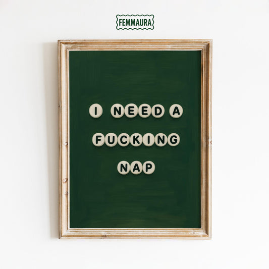 Funny Nap Poster – Retro Typography Wall Art | Cheeky Bold Statement Print