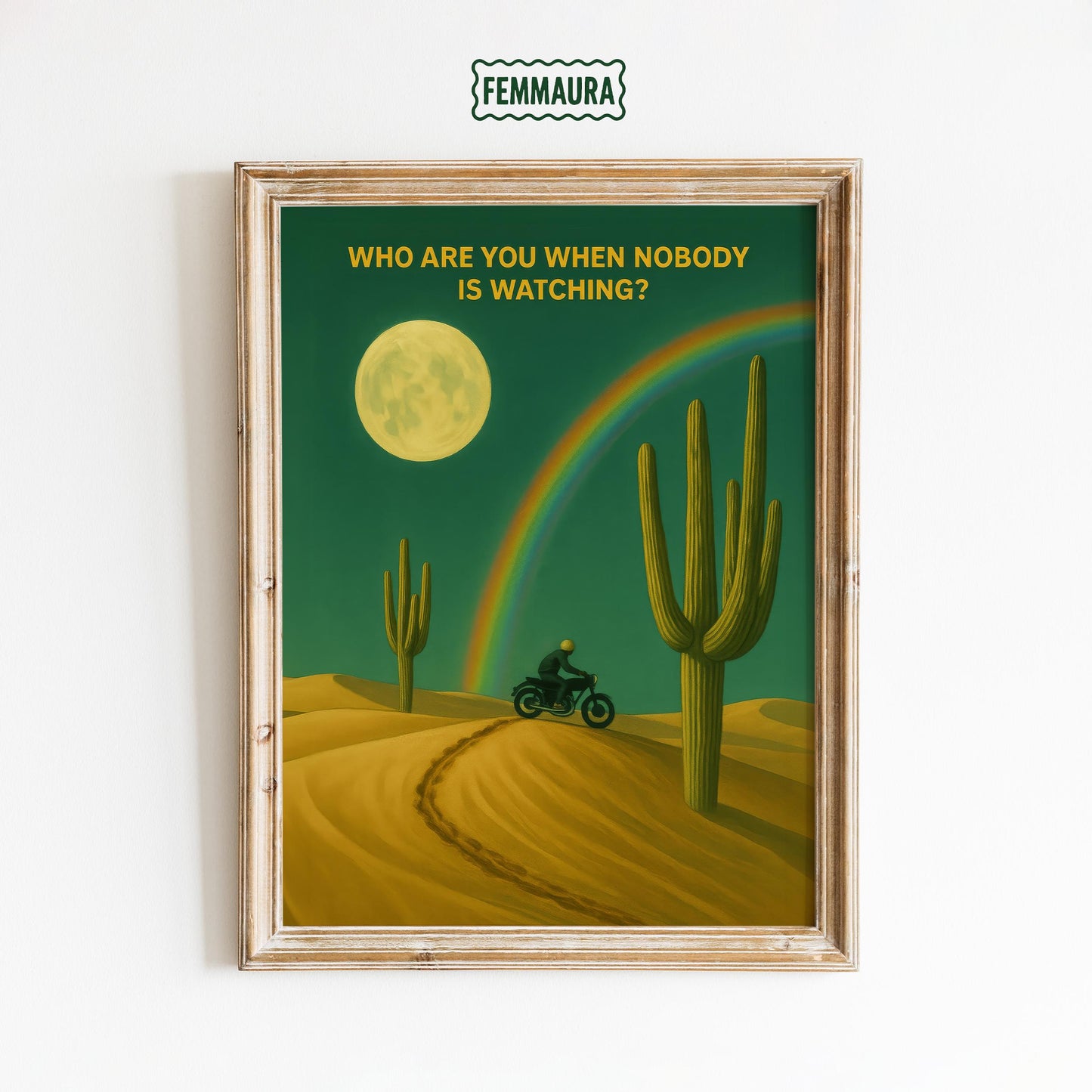 Surreal Desert Art – Motorcycle Wall Decor With Inspirational Quote Print