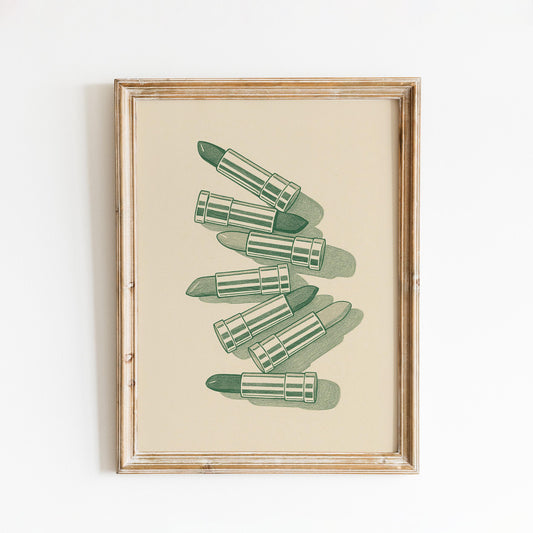 Lipsticks Poster – Minimalist Beauty Line Art Print
