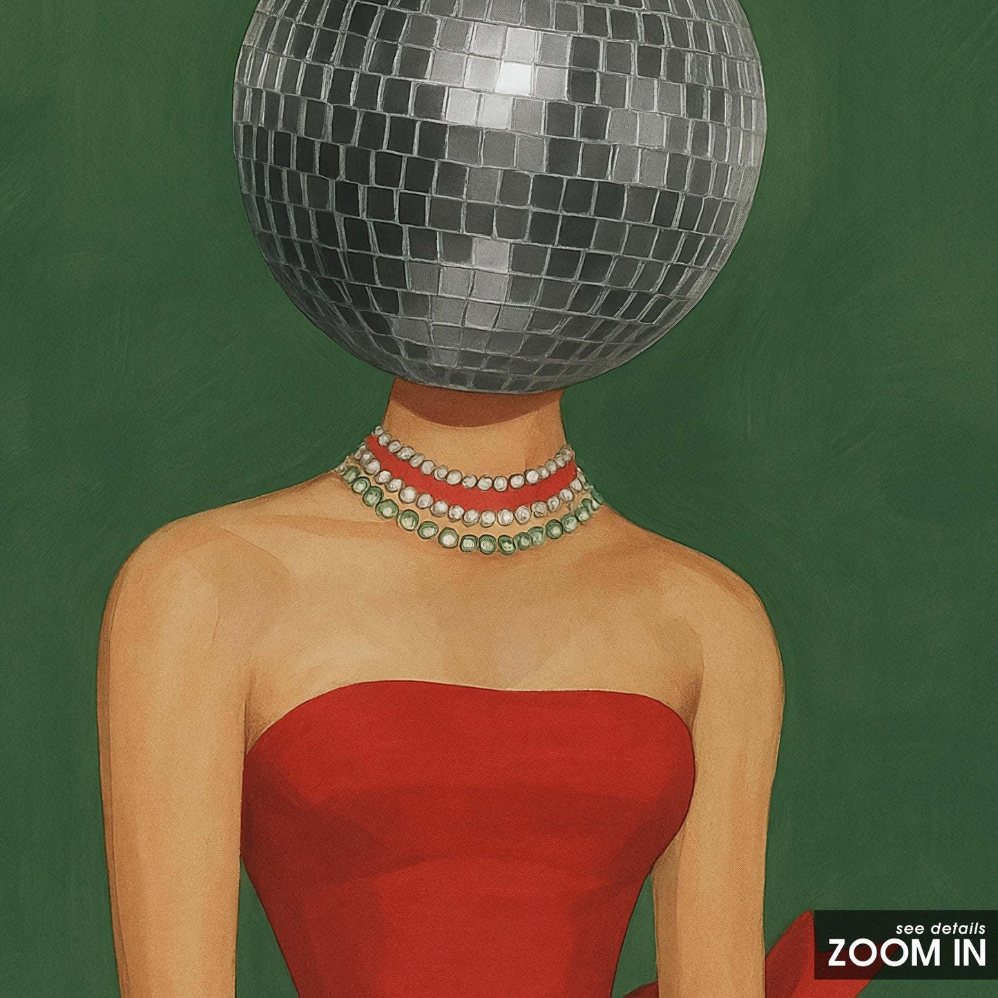 Surreal Disco Ball Poster – Retro Glam Art Print | Eclectic Wall Decor