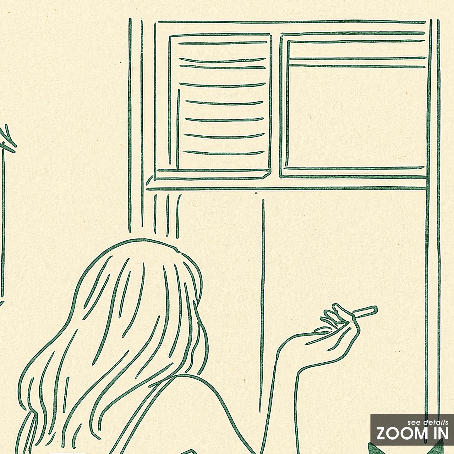 Morning Cigarette Poster – Minimal Line Art Woman Print, Femmaura Bold Series