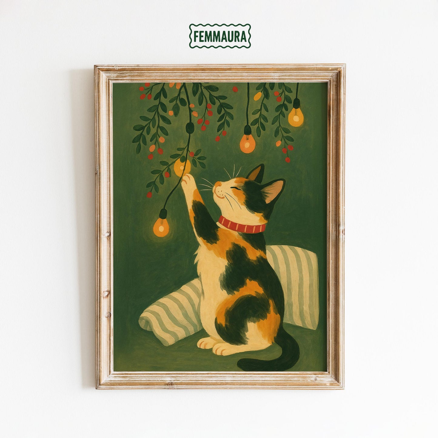 Christmas Cat Poster – Cozy Retro Christmas Print | Festive Cat Gift