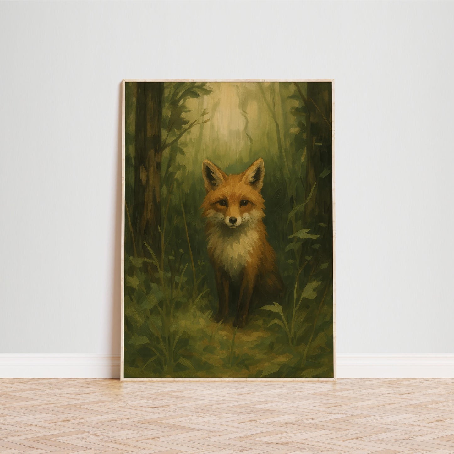 Vintage Woodland Wall Art – Fox Nursery Poster With Cozy Forest Animal Print
