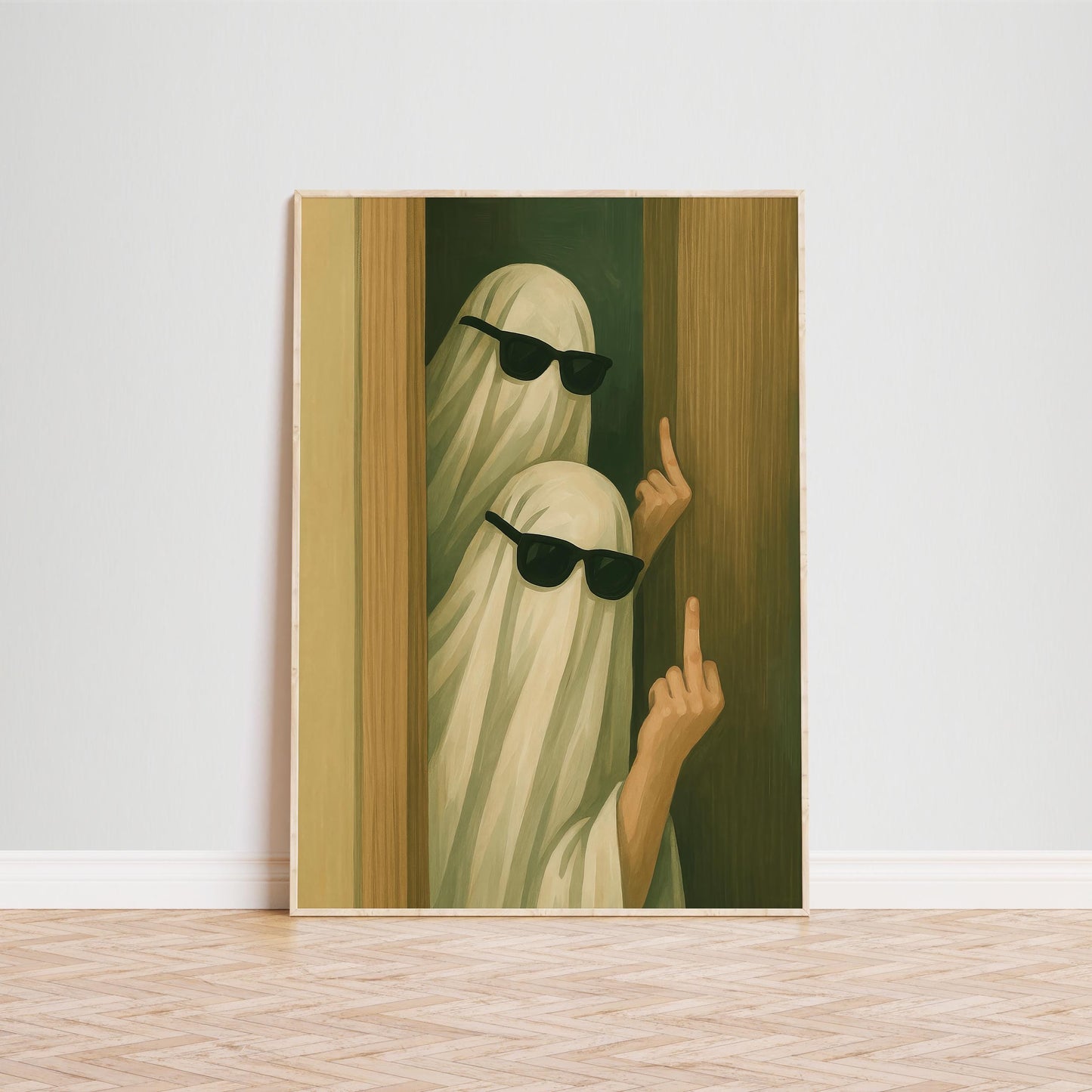 Funny Gothic Wall Art – Rude Ghost Poster With Quirky Spooky Print & Attitude