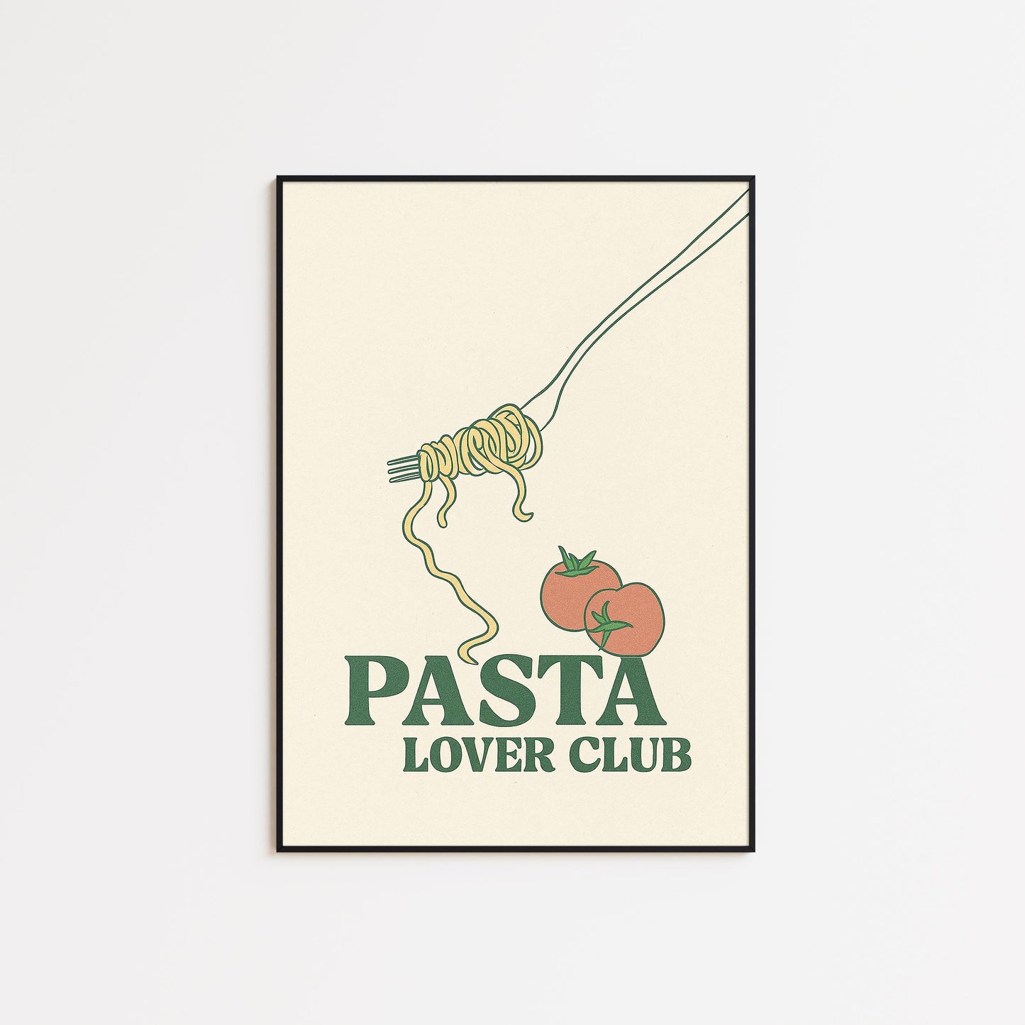 Pasta Lover Club Poster – Retro Kitchen Wall Art, Italian Food Print