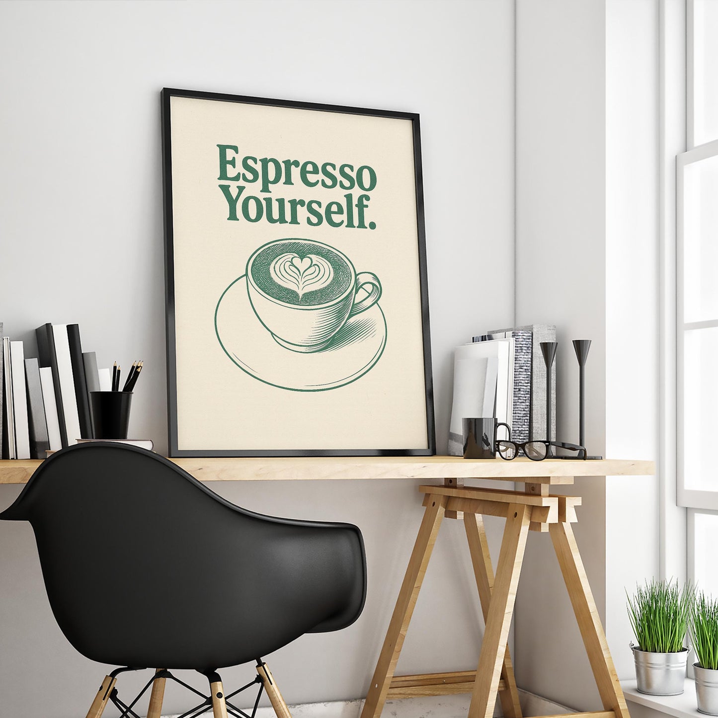 Espresso Yourself Poster – Retro Coffee Quote Wall Art