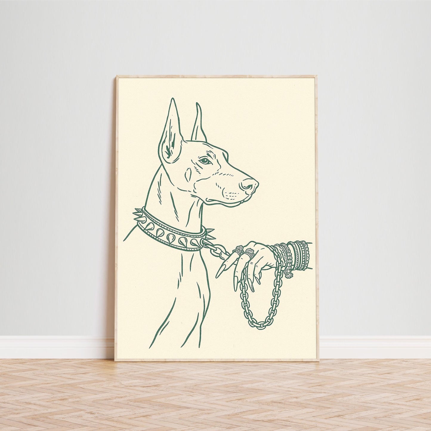 Elegant Doberman Poster – Minimal Line Art Dog Print, Femmaura Bold Series