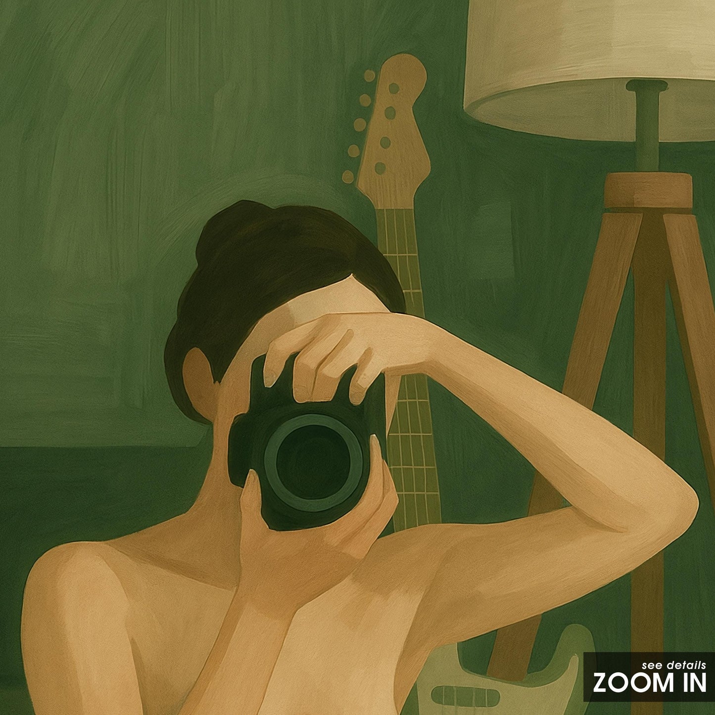 Feminine Intimate Wall Art – Self Portrait Art with Woman and Cat Poster