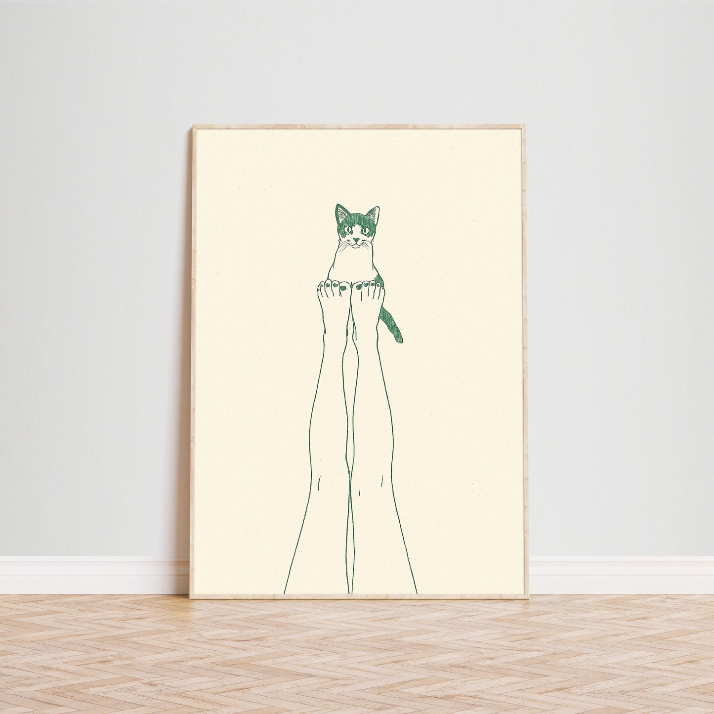 Cat Balance Poster – Minimal Line Art Illustration, Femmaura Bold Series