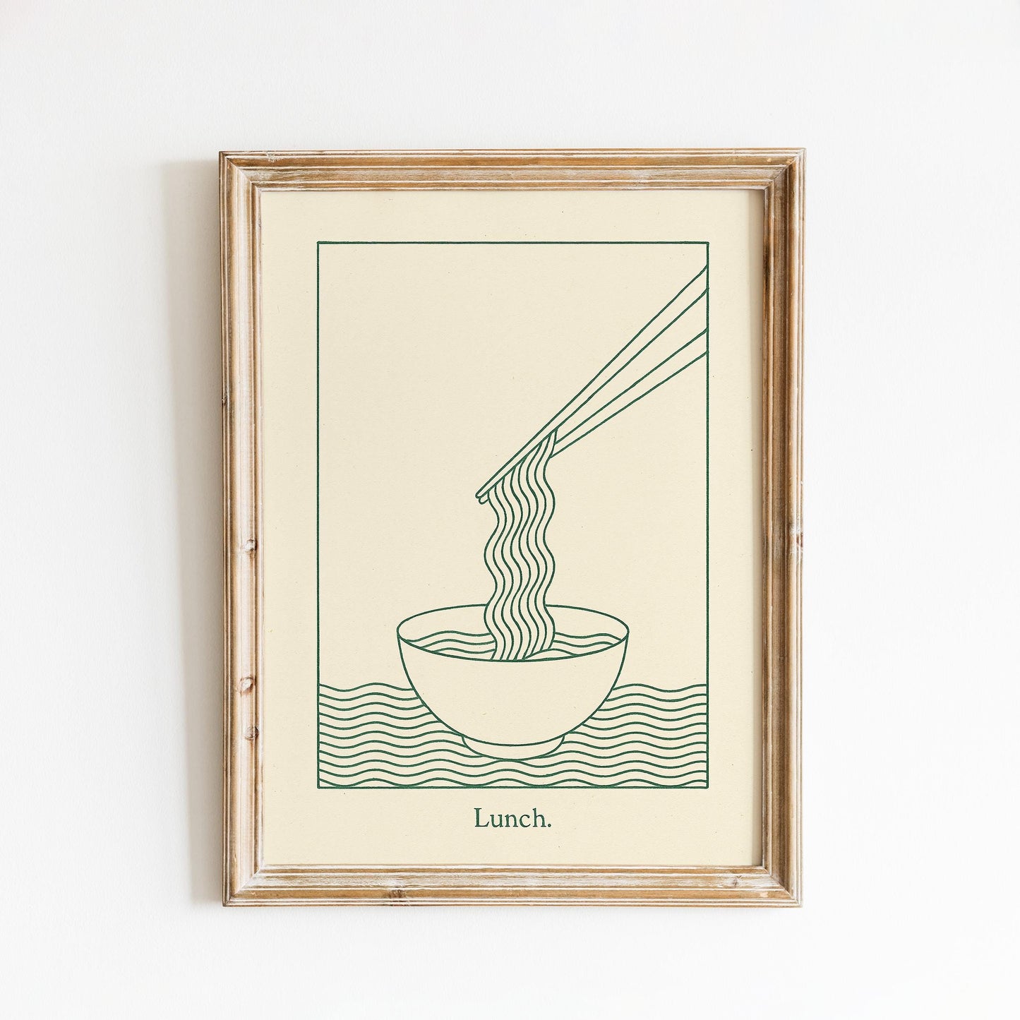Lunch Poster – Minimal Line Art Noodle Bowl Print, Modern Kitchen Wall Decor
