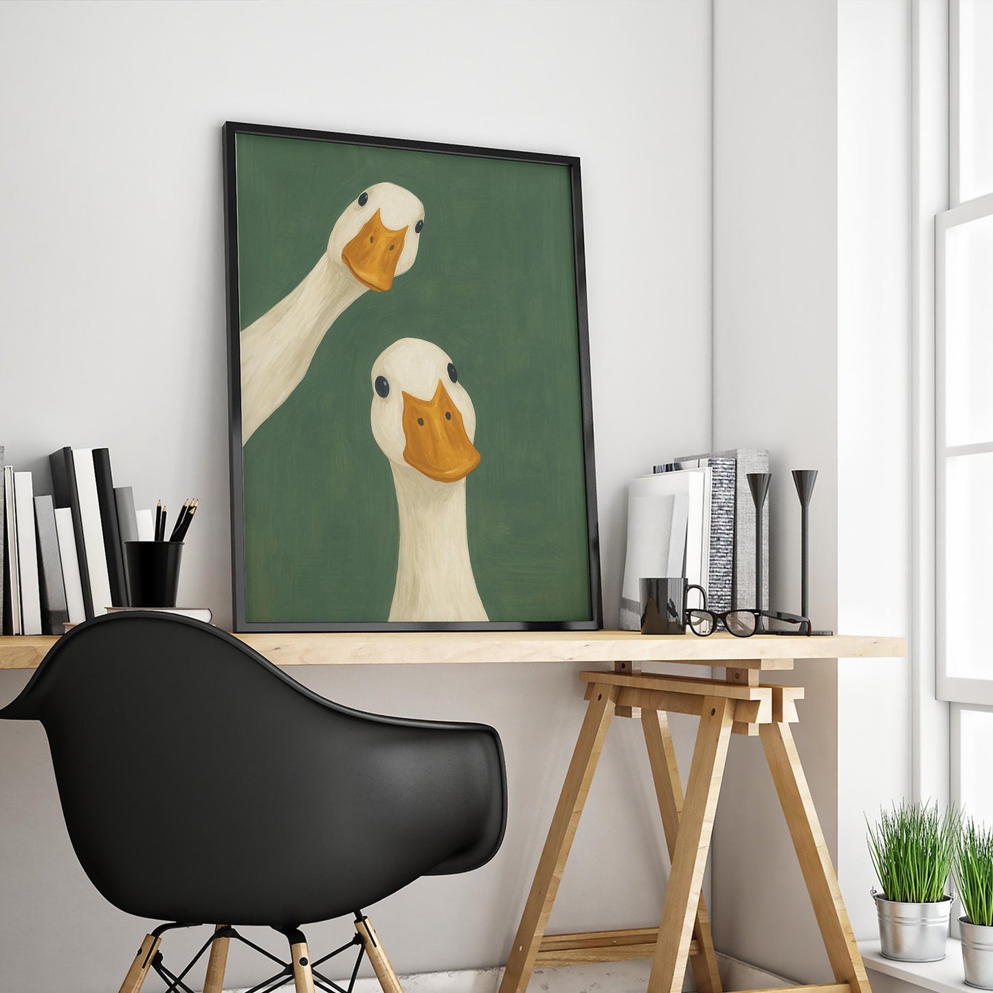 Minimalist Animal Wall Art – Goose Wall Art | Funny Farmhouse Decor Poster