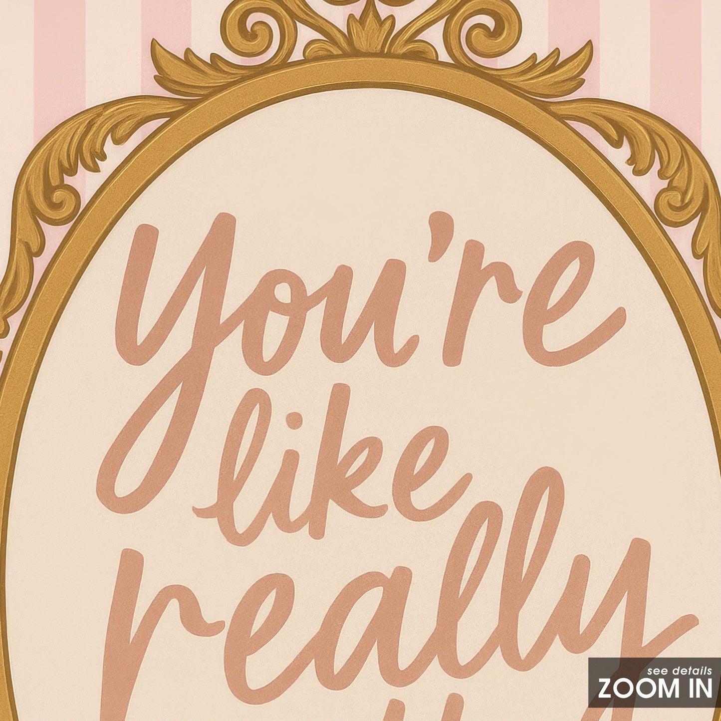 Pink Barbiecore Poster – Girly Wall Decor with Retro Gold Frame & Playful Quote