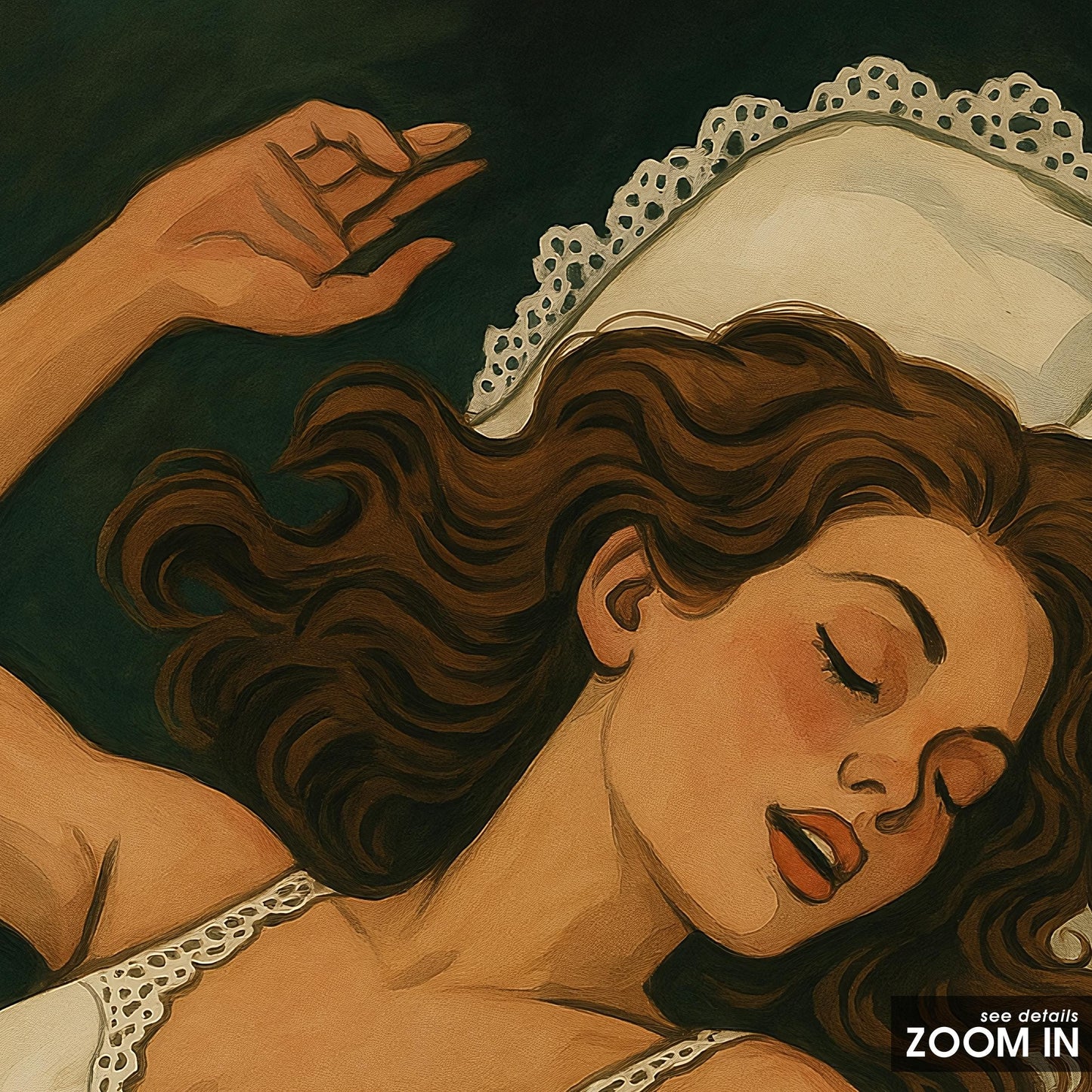 Feminine Sleep Art Print – Restful Bedroom Art in Calming Green Tones