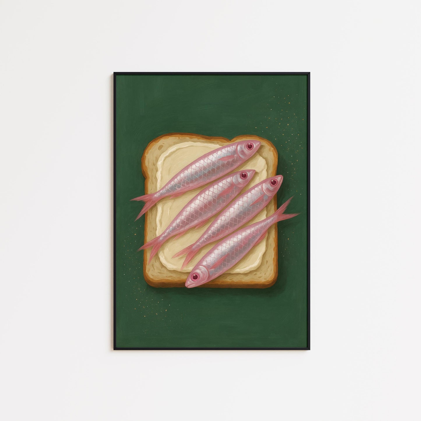 Retro Food Poster – Quirky Sardine Toast Pop Art Print for Kitchen Wall Decor