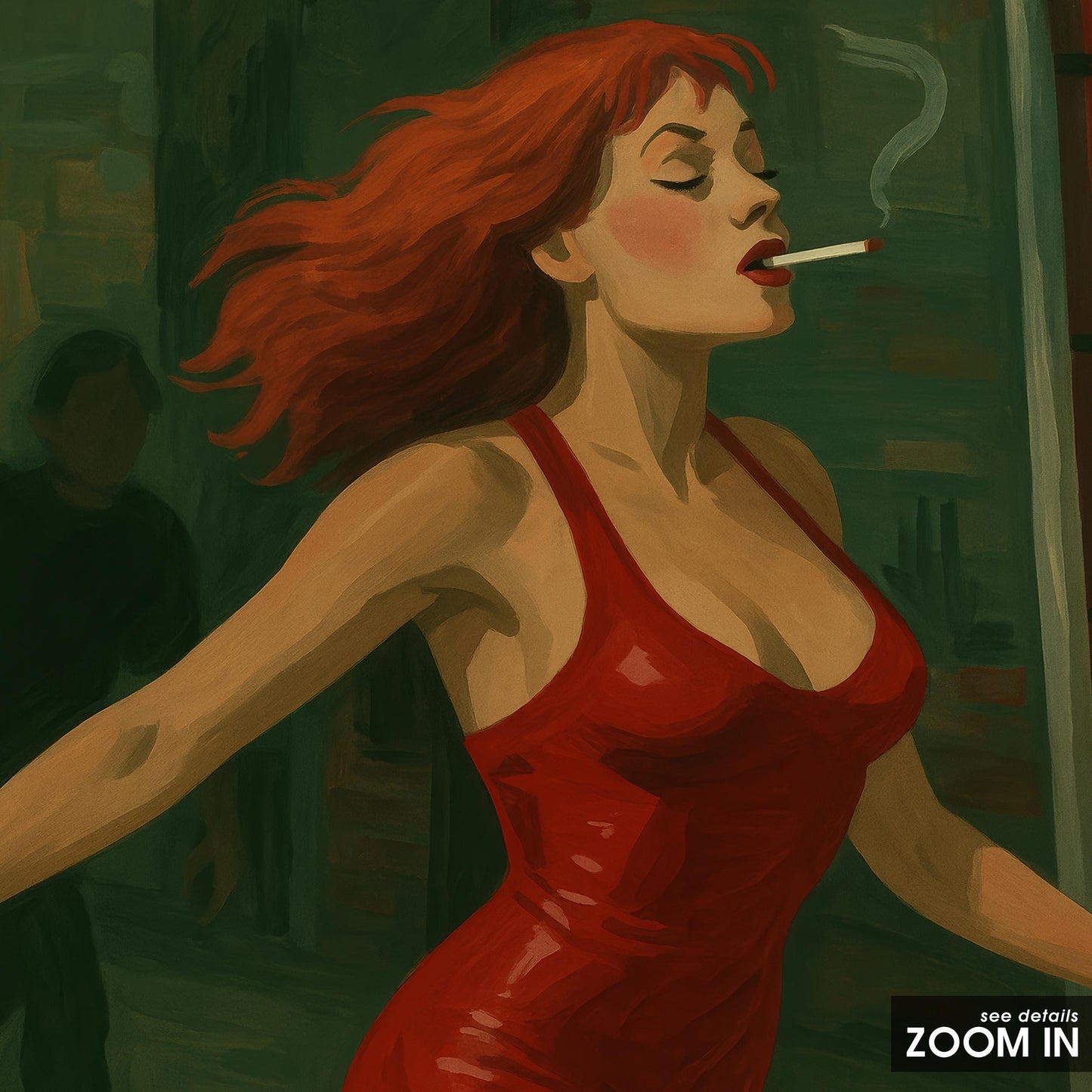 Femme Fatale Art – Cinematic Wall Art Featuring Red Dress Poster