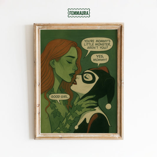 Poison Ivy Wall Art – Harley Quinn Print | Sapphic Comic Art, Bold Linework