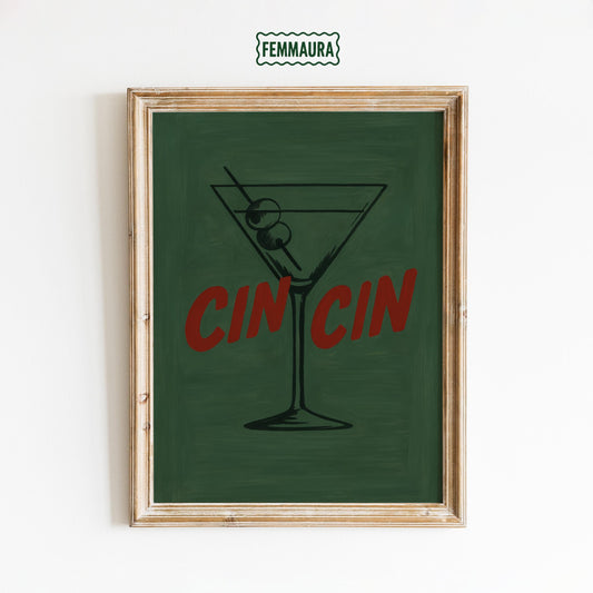 Retro Cocktail Poster – Martini Glass Art With Bold Typography Print