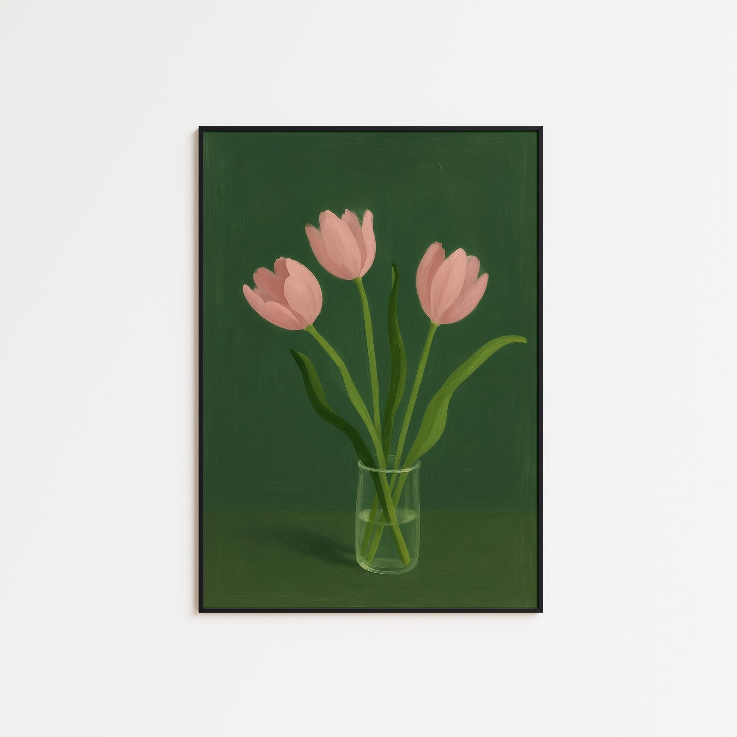 Pink Tulip Wall Art – Minimal Botanical Wall Print With Soft Pink Tulips