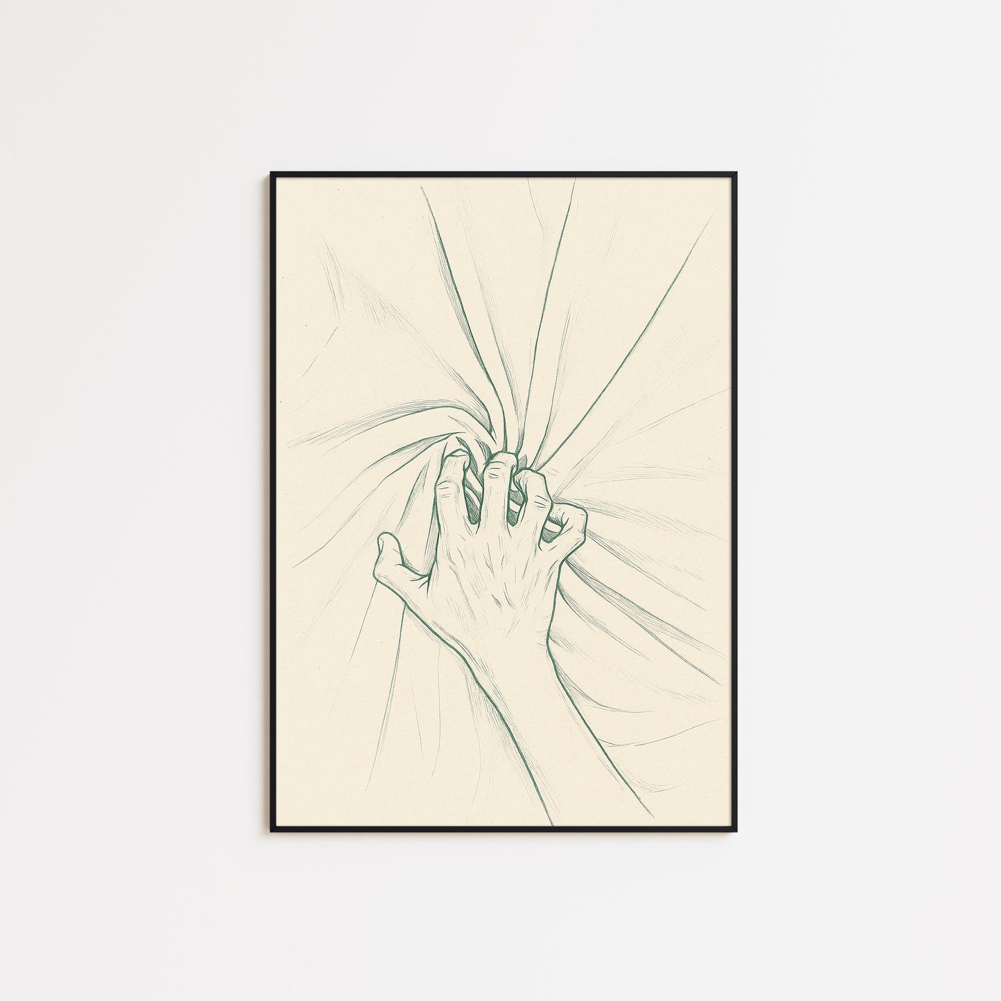 Hand in Sheets Poster – Minimal Sensual Line Art Print