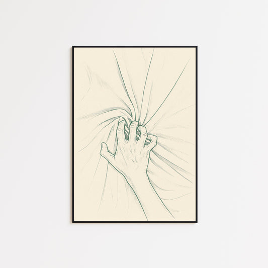 Hand in Sheets Poster – Minimal Sensual Line Art Print