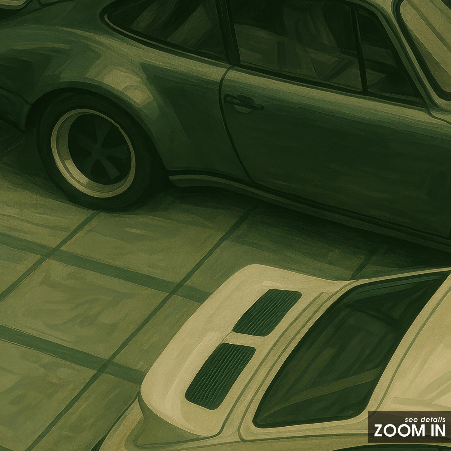 Classic Porsche Wall Art – Vintage Car Artwork Green Retro Poster Print