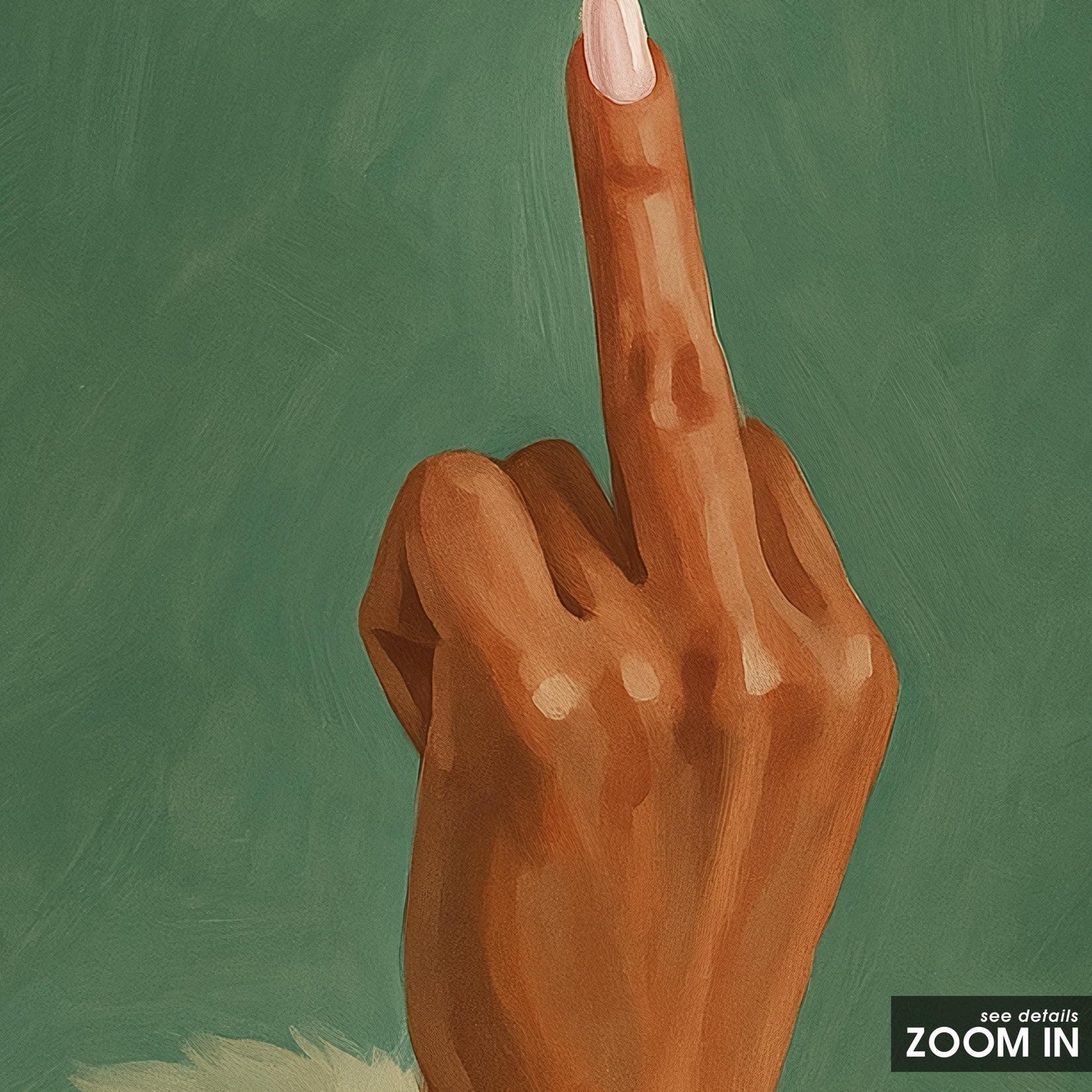 Bold Feminine Wall Art – Middle Finger Feminist Poster With Green Minimalist Decor