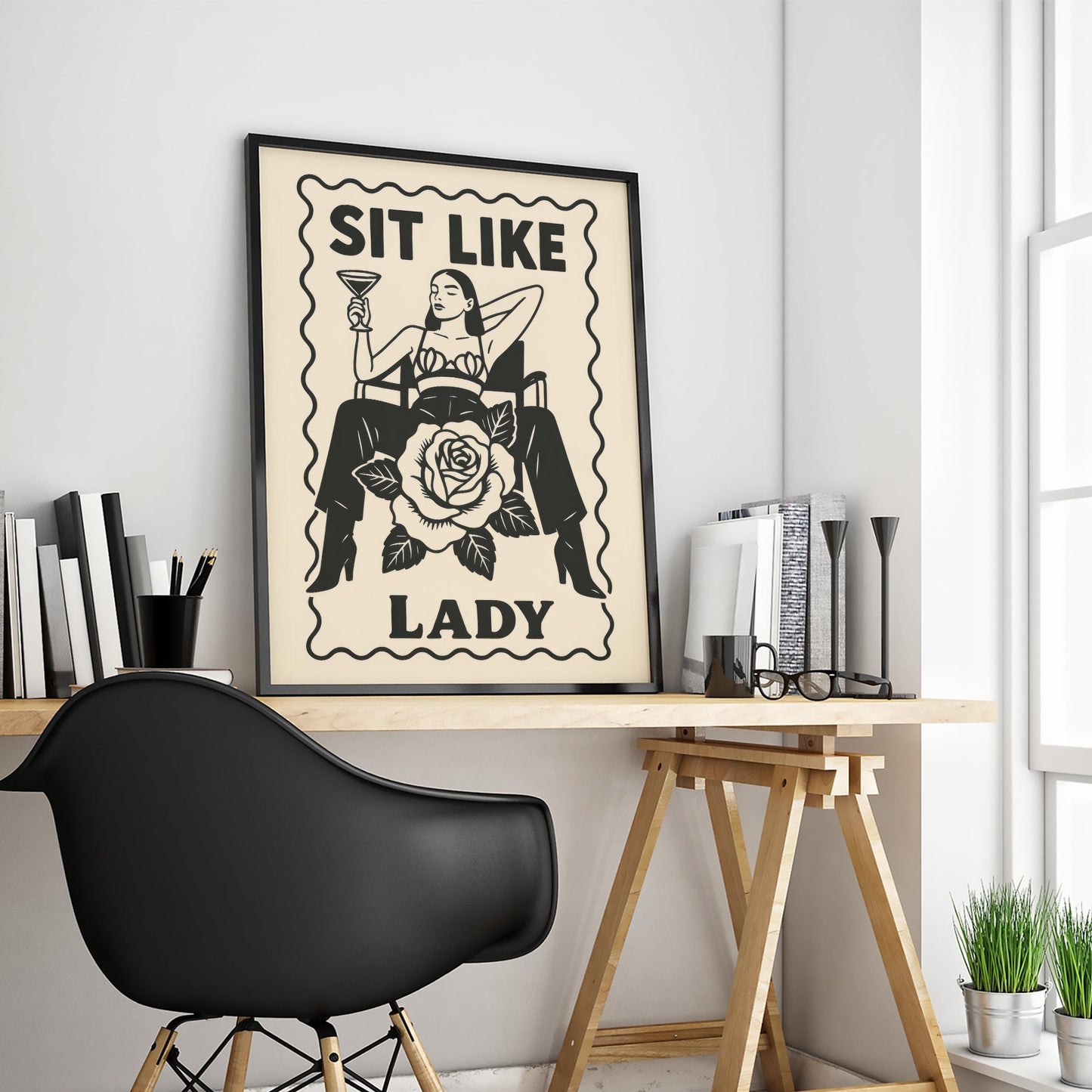 Femme Power Art Print – Bold Feminist Rose Poster | Sensual Strength Artwork