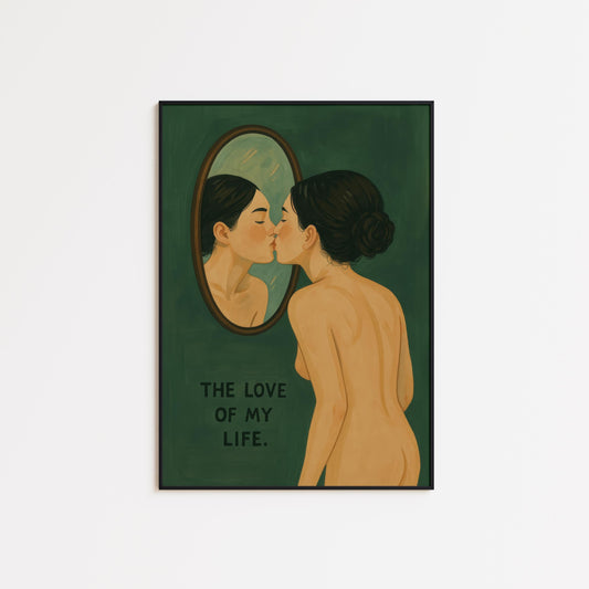 Self Love Art Print – Retro Nude Print | Green Wall Decor & Body Positivity
