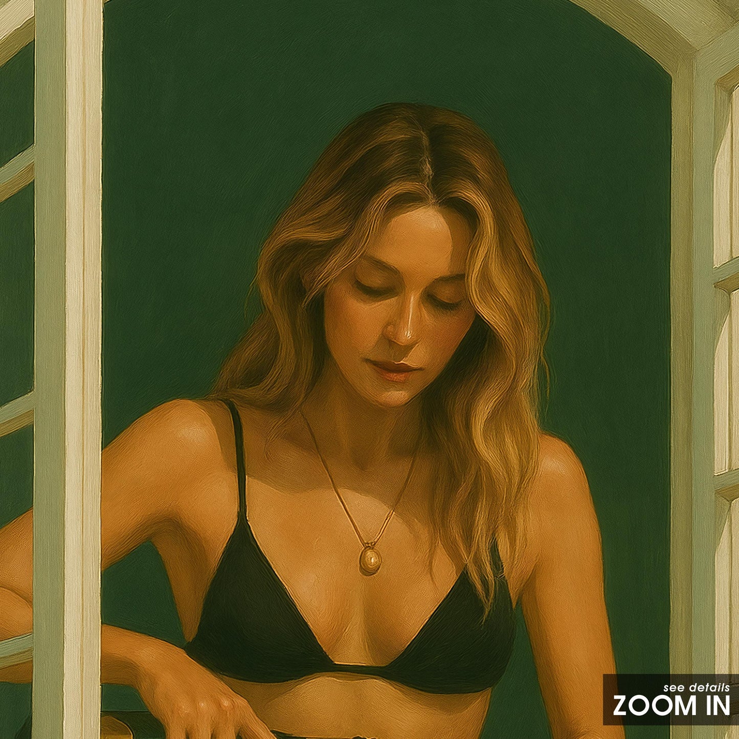 Bikini Girl Poster – Modern Summer Wall Art | Champagne Coastal Chic Print