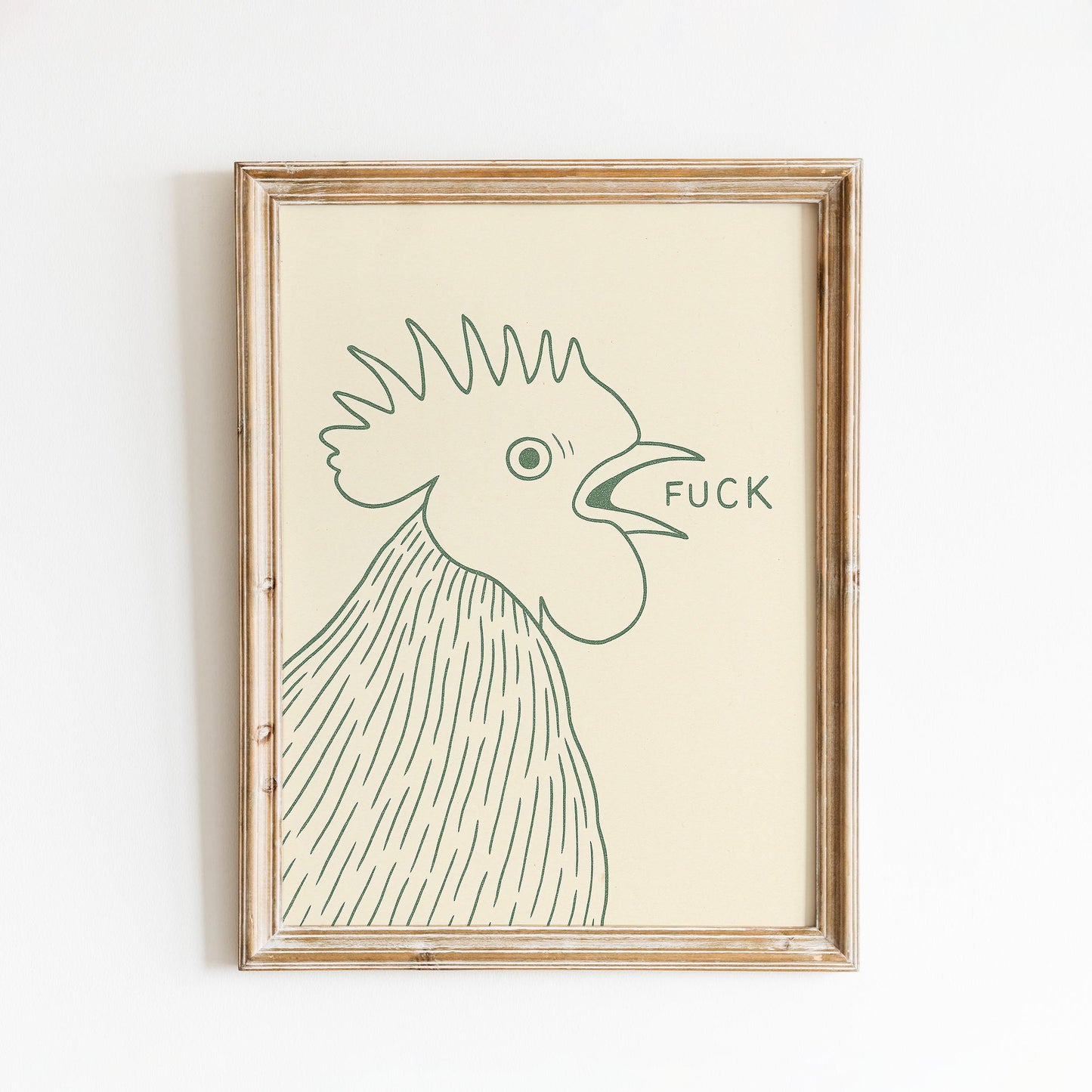 Funny Rooster Poster – Minimal Kitchen Wall Art, Bold Farm Animal Print