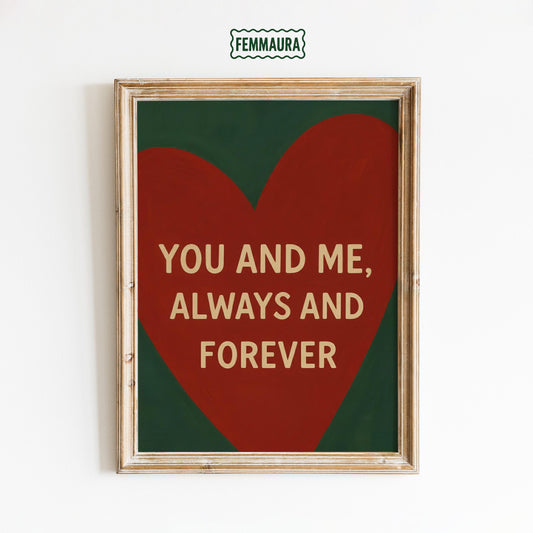 Romantic Wall Art – Minimalist Love Quote Print With Red Heart Artwork