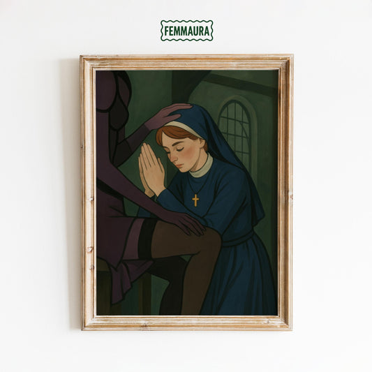 Provocative Gothic Art – Nun Femme Fatale Print | Moody Alternative Wall Decor