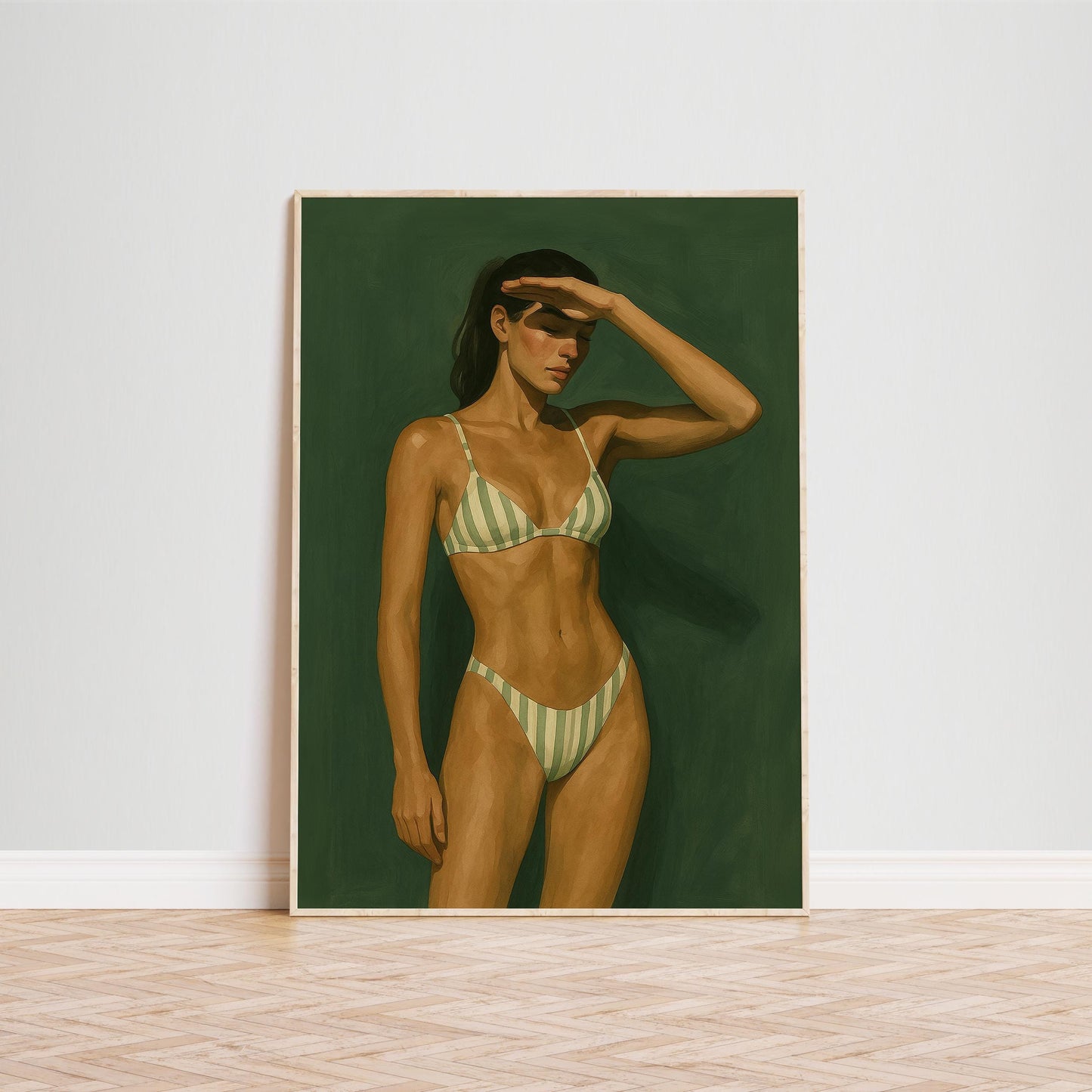 Striped Bikini Poster – Modern Feminine Summer Wall Art | Chic Coastal Decor