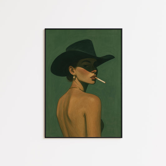 Cowgirl Shadow Poster – Bold Western Wall Art With Femme Silhouette
