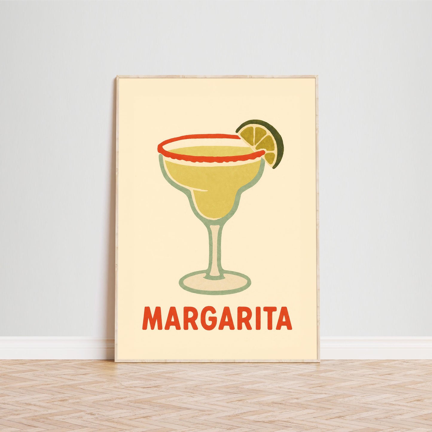 Margarita Cocktail Print – Retro Bar Wall Art With Bold Red Typography