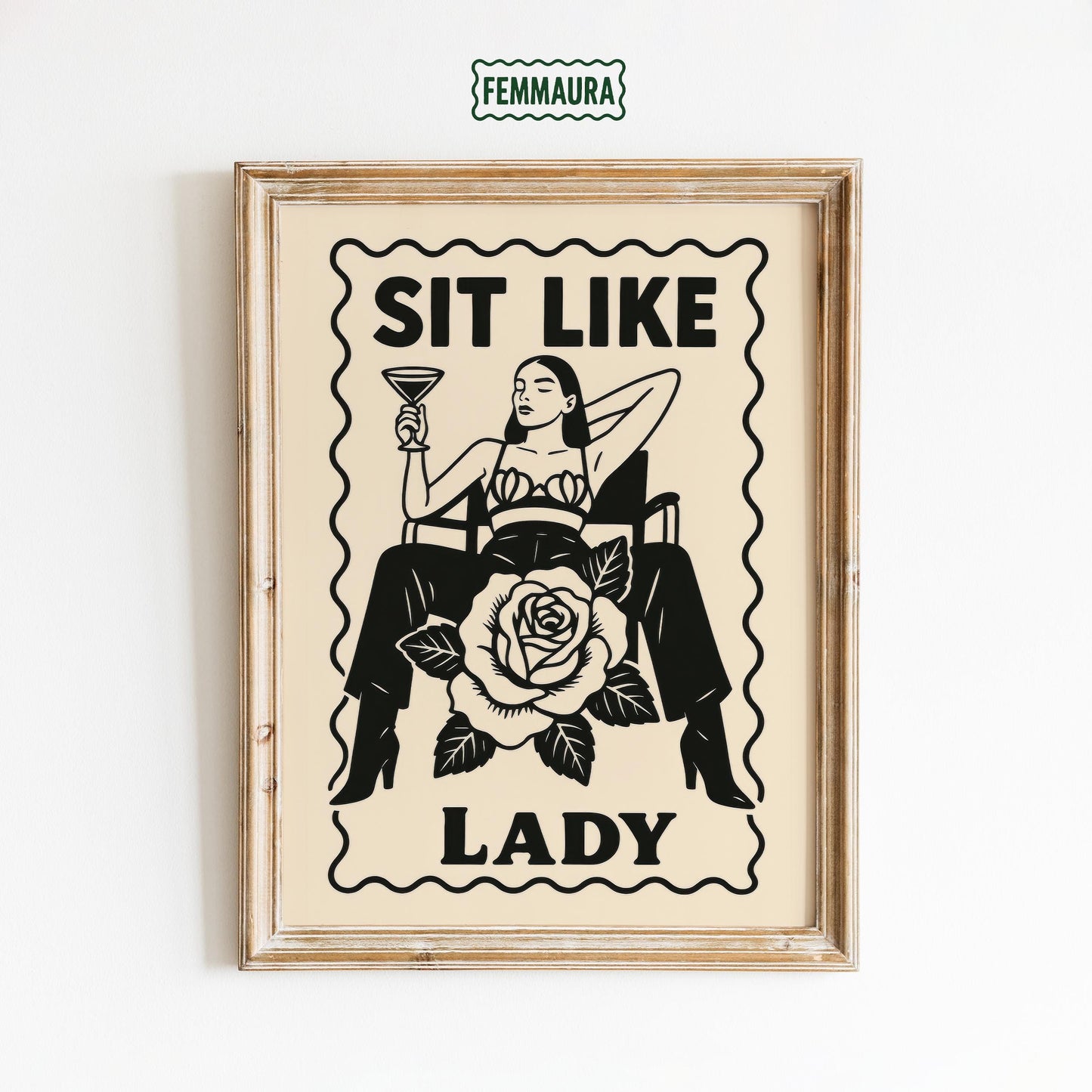 Femme Power Art Print – Bold Feminist Rose Poster | Sensual Strength Artwork