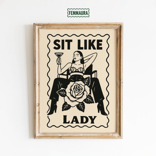 Femme Power Art Print – Bold Feminist Rose Poster | Sensual Strength Artwork