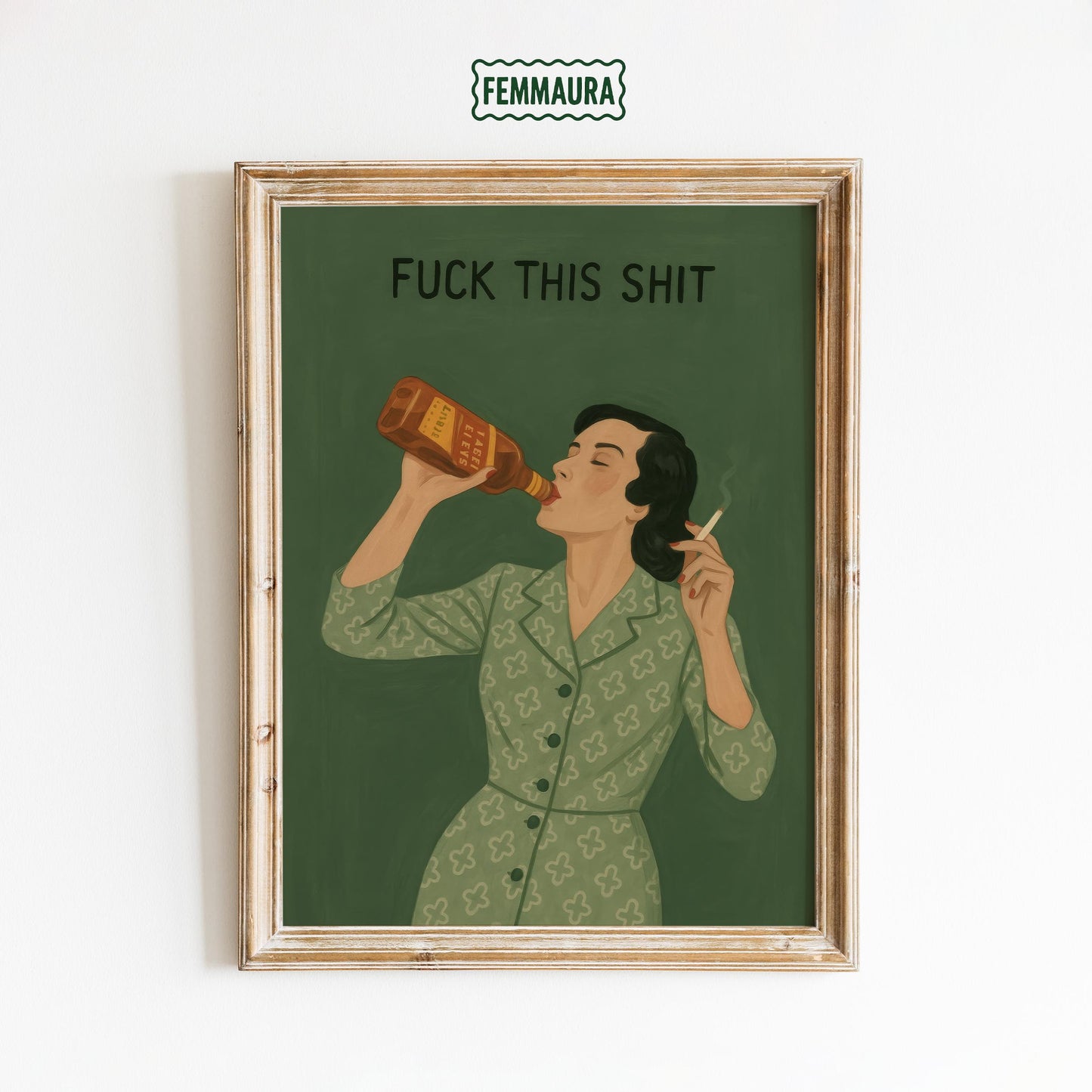 Retro Wall Art – Funny Vintage Humor Print | Bold Sassy Drinking & Smoking Poster