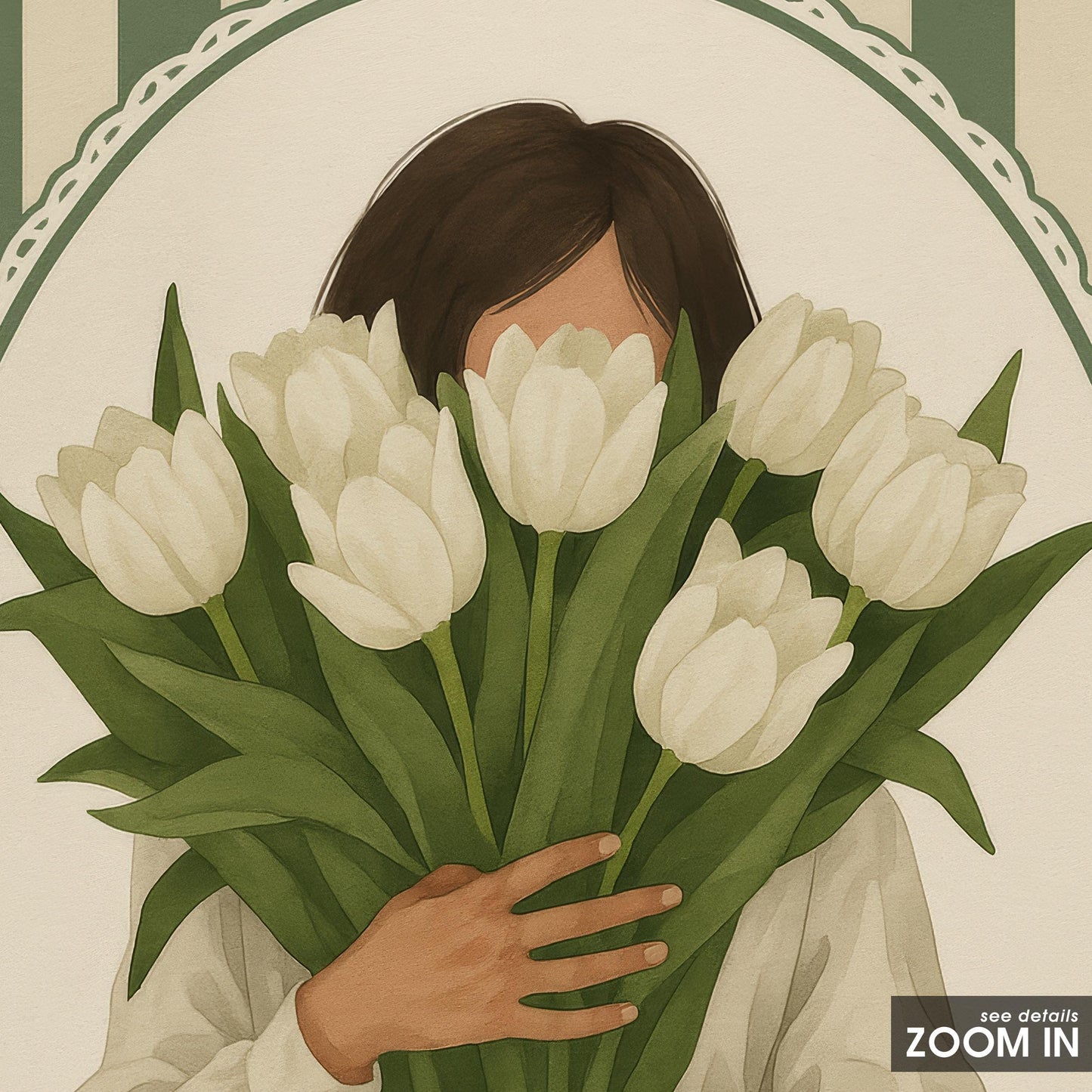 White Tulips Poster – Queer Wall Art With Soft Floral Romantic Palette