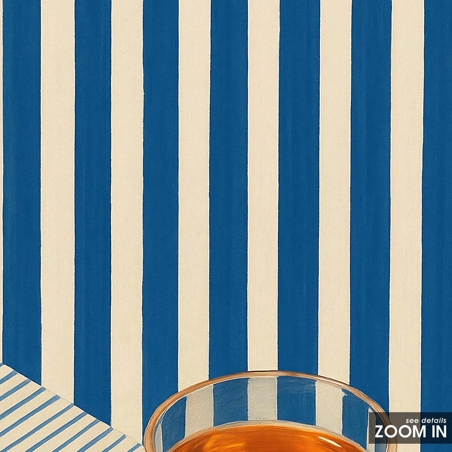 Retro Whiskey Poster – Striped Vintage Bar Art With Geometric Blue Stripe Design