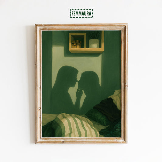 Girls Silhouette Poster – Intimate Wall Art | Vintage Bedroom Decor