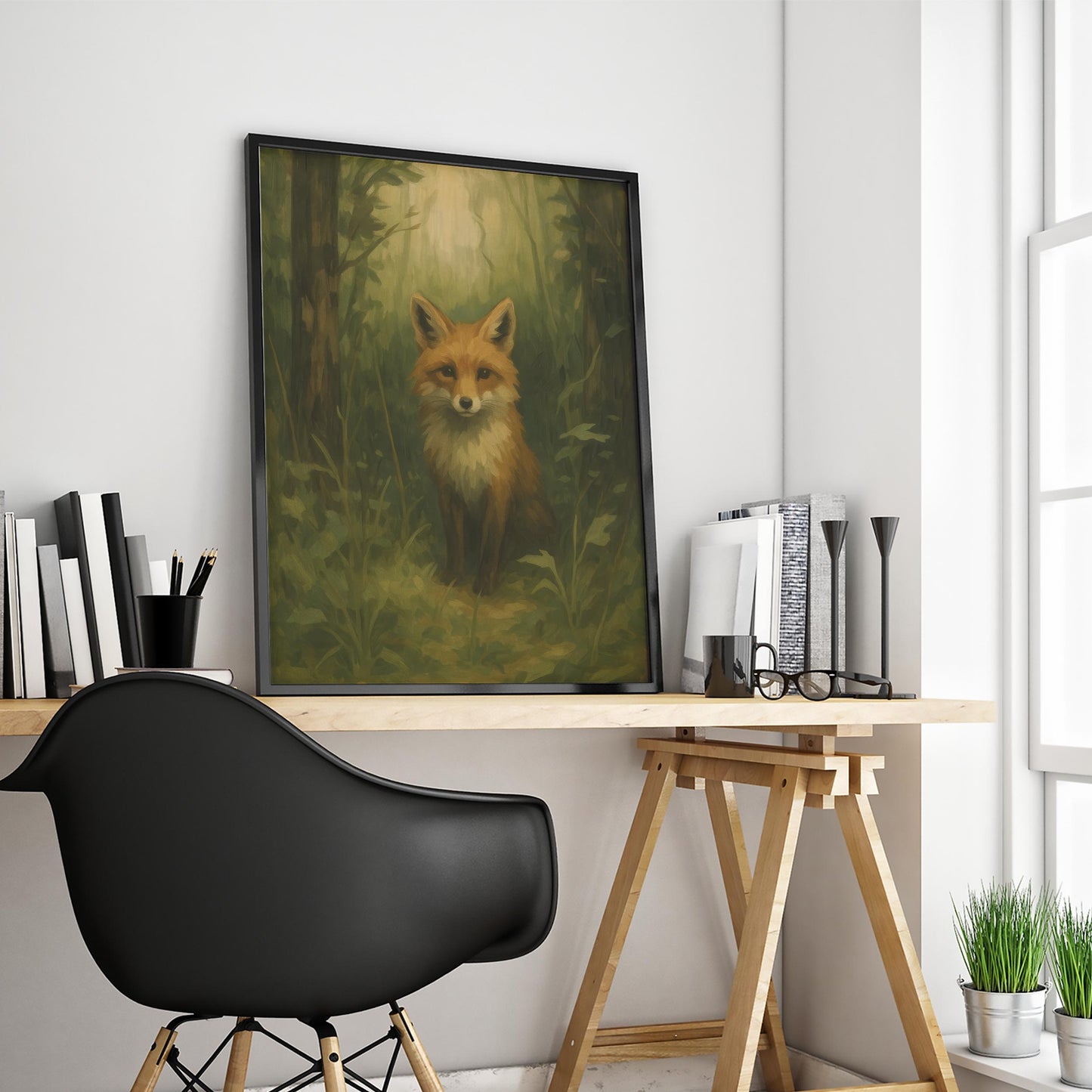 Vintage Woodland Wall Art – Fox Nursery Poster With Cozy Forest Animal Print