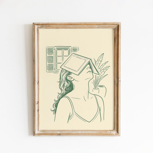 Daydream Reader Poster – Minimal Line Art Woman Print, Femmaura Bold Series