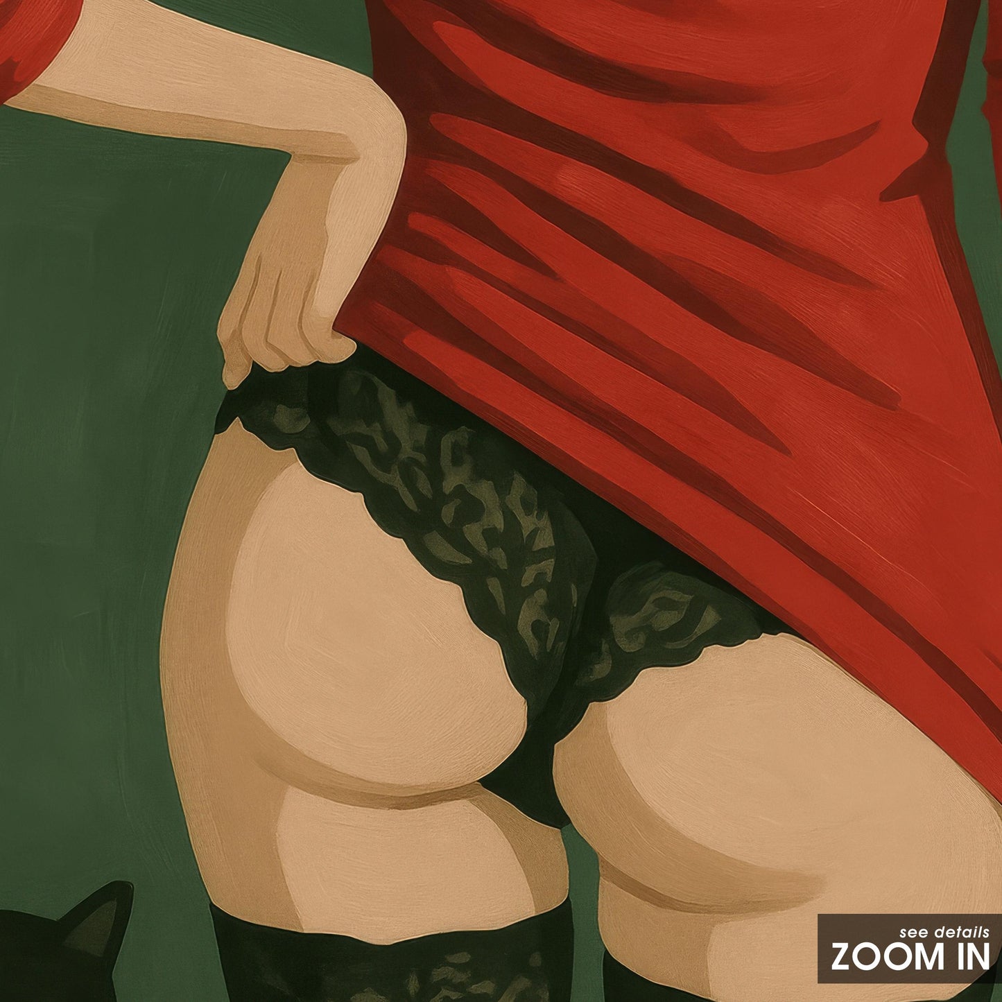 Black Cat Art Print – Retro Lingerie Illustration | Boudoir Wall Decor