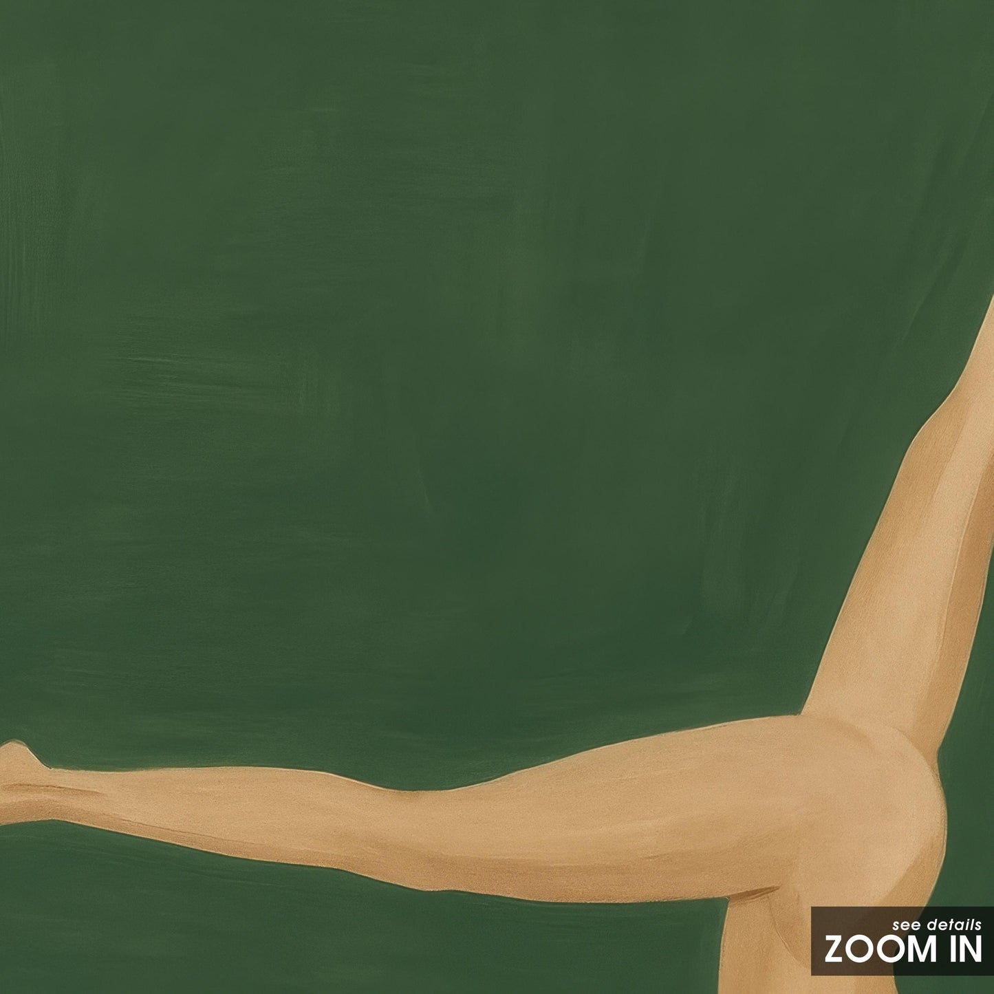 Champagne Nude Yoga Art – Minimalist Retro Poster | Green Wall Decor & Sensual Illustration