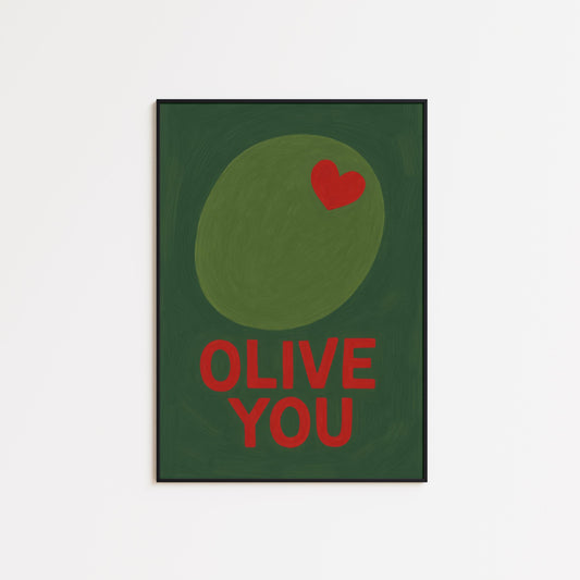 Olive You Poster – Cute Retro Kitchen Wall Art With Playful Love Decor