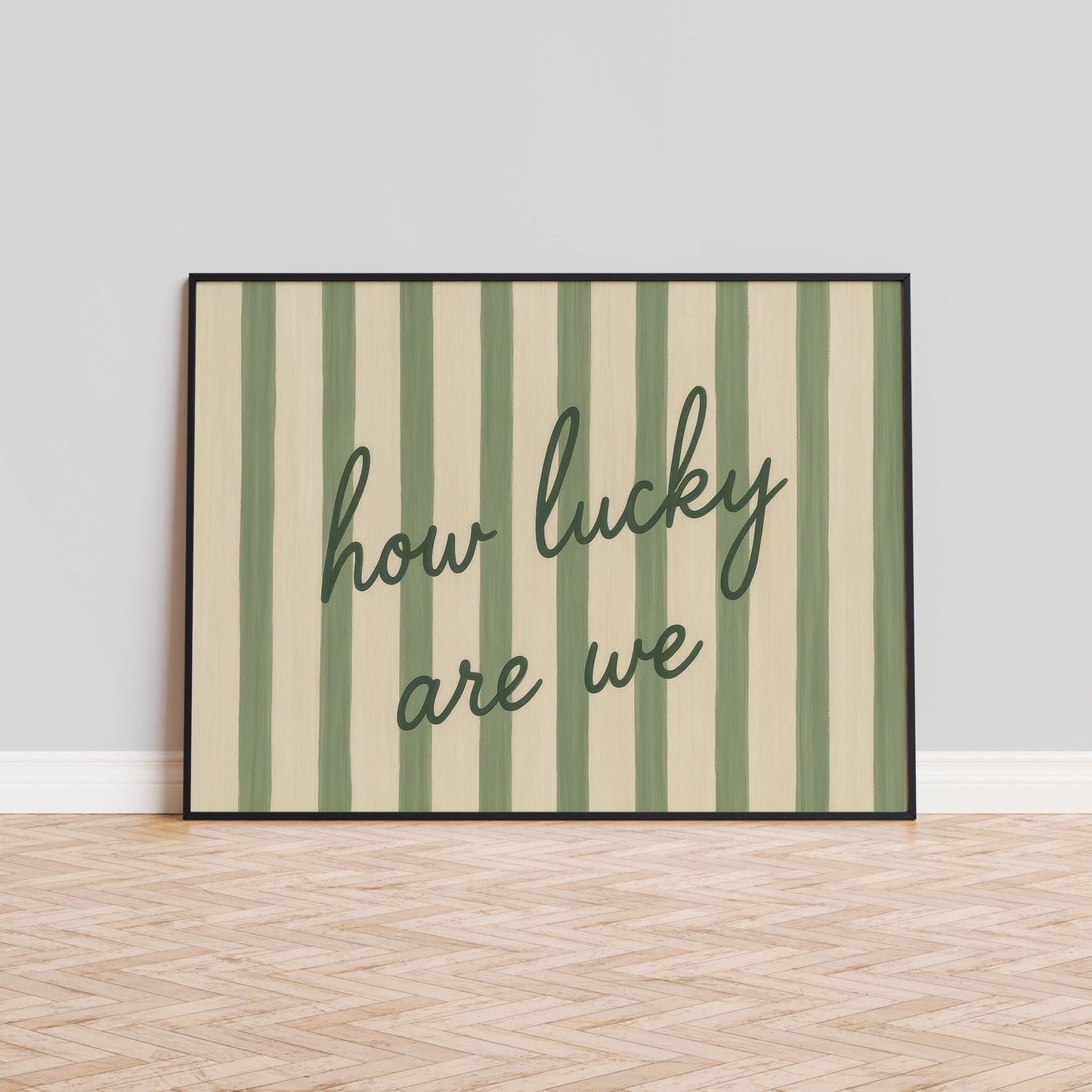 Romantic Quote Poster – Green Striped Print With Soft Vintage Wall Art