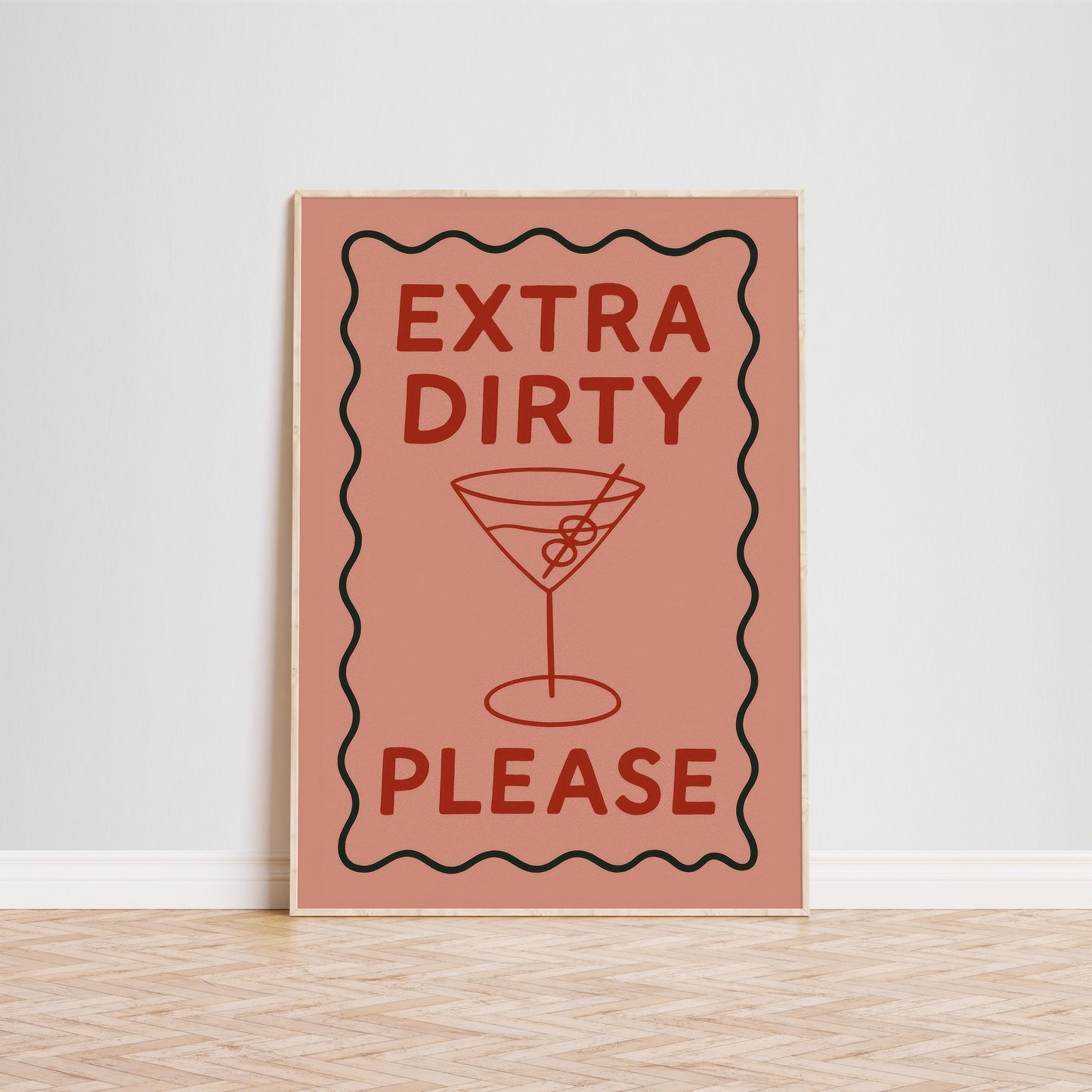 Sassy Cocktail Wall Art – Extra Dirty Martini Lover Poster With Bold Quote