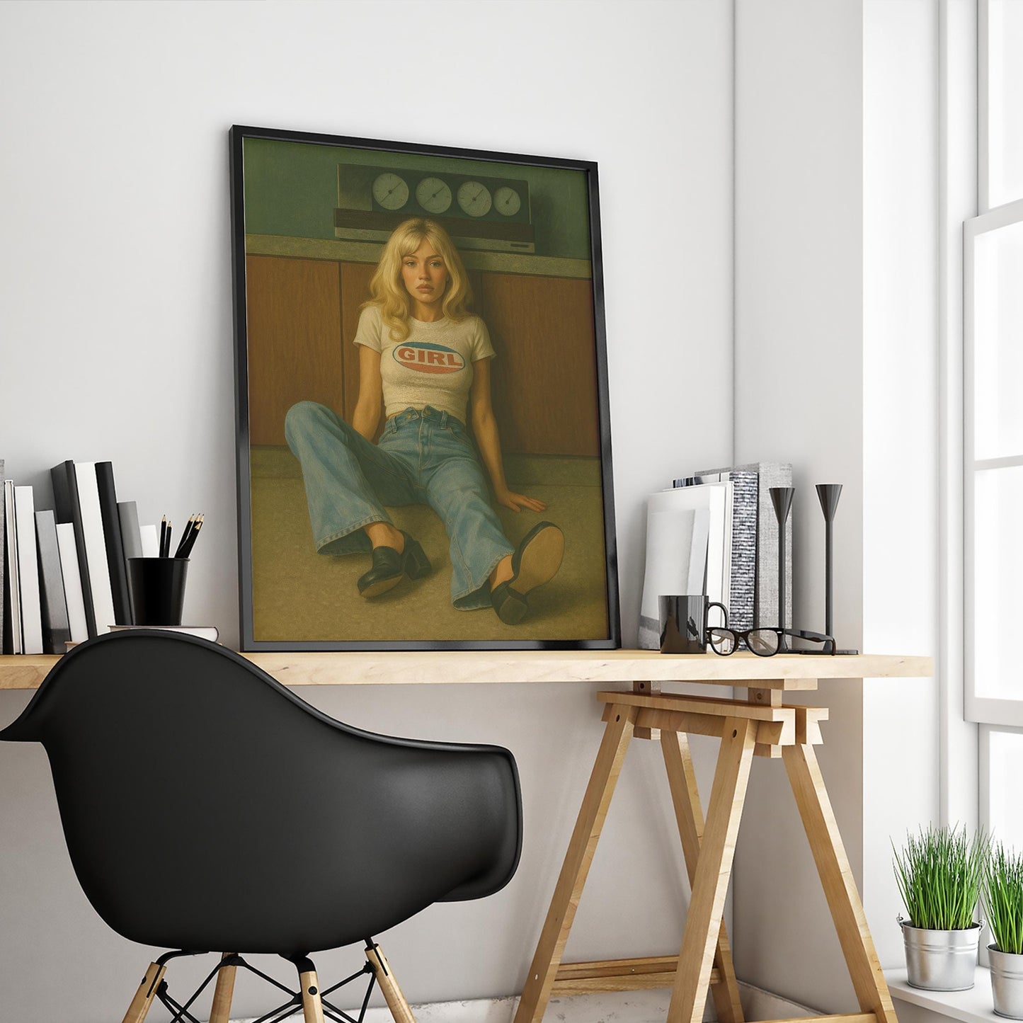 Retro Girl Poster – Vintage Wall Art With 70s Aesthetic & Moody Tones